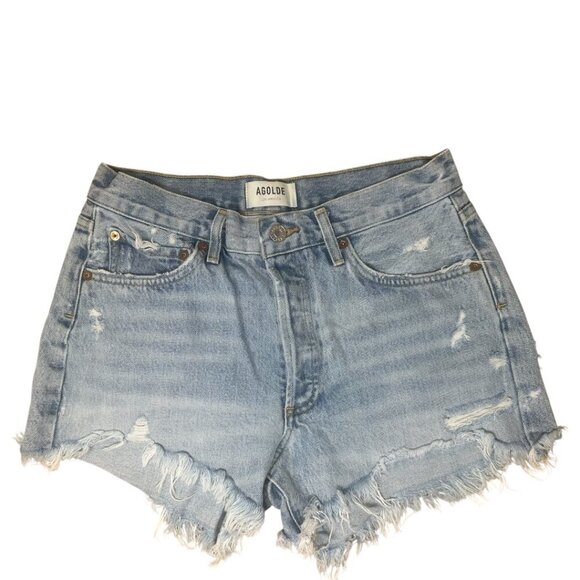Agolde Parker Vintage Cut Off Jean Shorts Size 27 In Swapmeet Wash Distressed - Picture 1 of 12